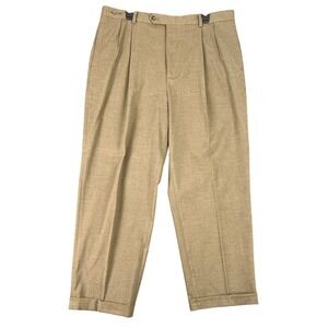 Greg Norman Golf Pleated Front Cuffed Dress Slacks Khakis Poly Rayon 38x28 Mens